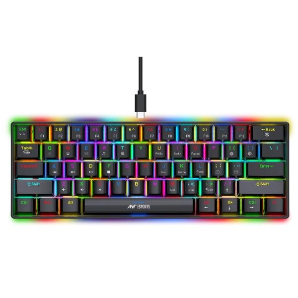 Ant Esports MK1300 V2 Mechnical Wired Gaming keyboard Black Hot-Swappable Per-Key RGB Red Outemu Switches