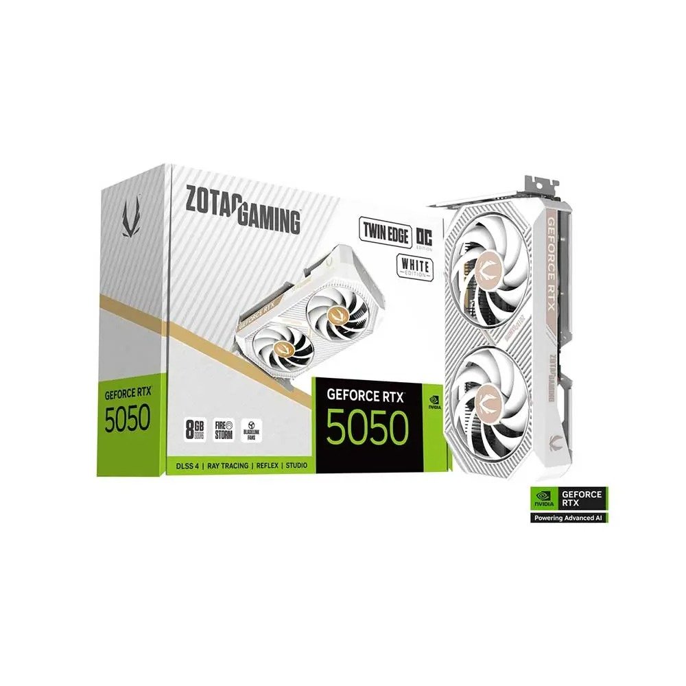 ZOTAC RTX 5050 Twin Edge OC 8GB GDDR6 White Edition Graphics Card (ZT-B50500Q-10M)